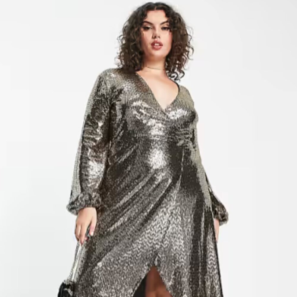 Gold Glitter Wrap Dress = FABULOUS!